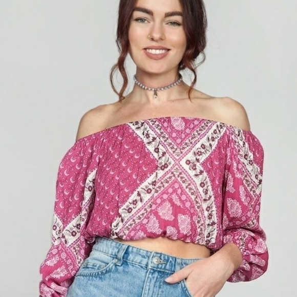 SMYMM off shoulder floral print crop top M NWT - Picture 1 of 6